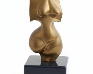Modernist Abstract Bronze Female Torso Sculpture
