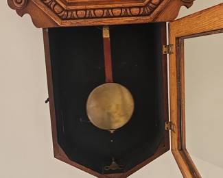 Antique Octagon Oak Regulator Wall Clock with Pendulum