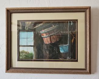 Original Watercolor Painting titled 'Rural View' by French, Style of Andrew Wyeth