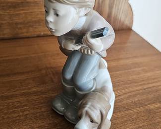 Lladro Figurine #4522 'Boy with Dog' (also known as 'Shhh, Quiet Puppy')