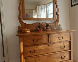 Victorian Oak Dresser with Mirror