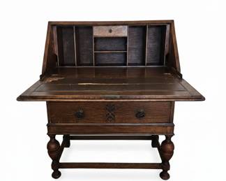 Antique Jacobean Style Oak Secretary Desk