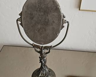 Art Nouveau Figural Vanity Mirror with Female Figure