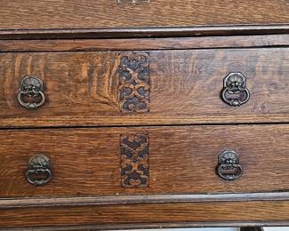 Antique Jacobean Style Oak Secretary Desk