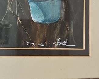 Original Watercolor Painting titled 'Rural View' by French, Style of Andrew Wyeth