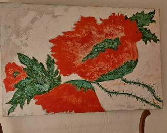 Pinkey "Poppy" Floral Acrylic Painting