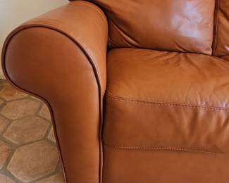 Natuzzi Brown Leather Three-Seater Sofa