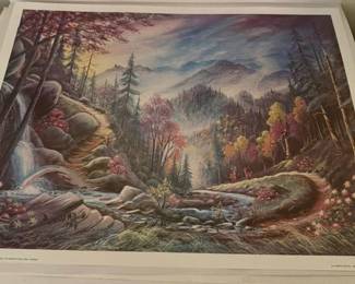 Waterfall with hiking trail Print