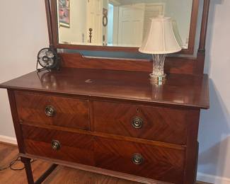 Antique solid wood dresser with mirror that detaches