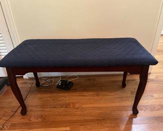 Navy upholstered bench 