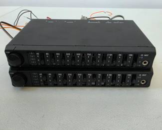 Lot #B105 - Pair of Car Audio Graphic Equalizers - Vintage Stereo EQ with Adjustable Frequency Bands