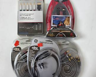 Lot #B133 - GE Ultra Prograde Digital Optical and Audio/Video Cables Plus Sony Component AV Cable for Home Theater