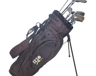 Lot #B2 - Izzo Golf Bag w/ Izzo, Adams Tight Lies, Super Concord, Knight Brand Golf Clubs.