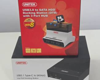 Lot #B74 - Unitek USB3.0 to SATA HDD Docking Station Y-1074 with 3 Port HUB & USB3.1 Type-C to SATA6G Lay-Flat Docking Station