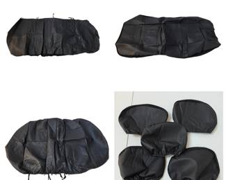 Lot #B113 - Black Stretch Fit Car Seat Cover with Elastic Straps and Faux Leather Texture