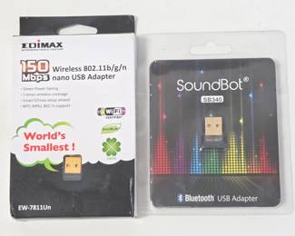 Lot #B72 - Edimax EW-7811Un Wireless Nano USB Adapter & SoundBot SB340 Bluetooth USB Adapter
