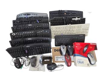 Lot #B75 - Dell & Microsoft Wired Keyboards with Sharkk, GE, and Dell Wired Computer Mice Lot