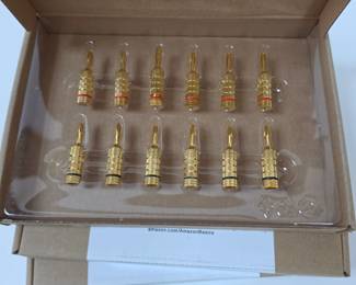 Lot #B135 - 3 Boxes! AmazonBasics Banana Plugs Closed Screw Gold-Plated Audio Connector Sets