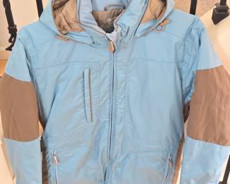 Lot #B190 - Obermeyer Alt3 Junior's Size 14 Ski Jacket Blue and Tan with Hood