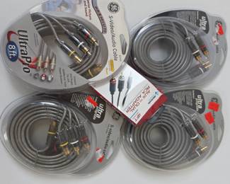 Lot #B134 - GE UltraPro Premium S-Video Audio Cables 6ft & 8ft + Electronic Accessories AUX to Dual RCA Adapter