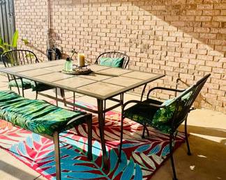 Patio table with bench and chairs