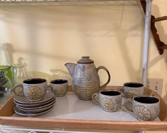 Handmade potter tea set. 