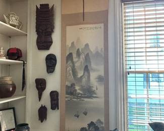 African and Japanese wood masks - mint condition