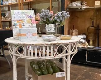 VINTAGE WICKER TABLE, GIFTWARES
