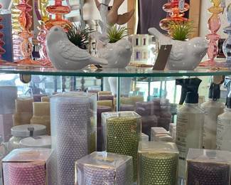 HANDMADE GLITZY CANDLES, BIRD DECOR