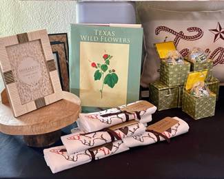 TEXAS WILDFLOWER BOOK, TEXAS DISH TOWELS, ROUND TOP ORNAMENTS