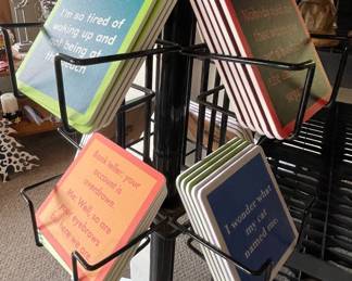 DRINK COASTERS WITH SASS, METAL DISPLAY