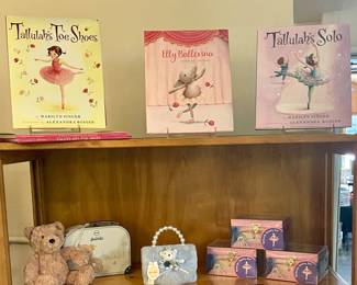 BALLERINA JEWELRY BOXES, DOE A DEAR PLUSH PURSE, STEIFF SOFT CUDDLY FRIENDS BEAR, CHILDREN’S BOOKS