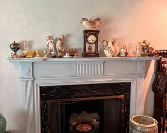 Fireplace with goodies on the mantle