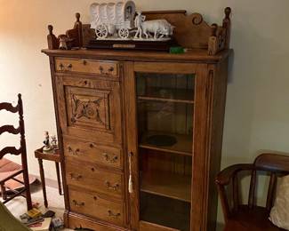 Antique American Oak Side by Side with drop front desk