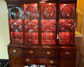 A Pair of mahogany Chinese Chippendale Breakfront with Butlers Desk 