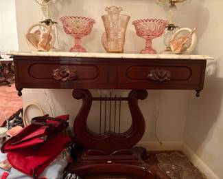 Marble top harp table