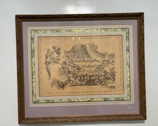 French matted Fine Architectural Etching $50