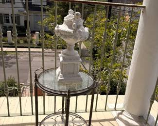 Bronze Bar cat with wheels; bronze and glass $275
