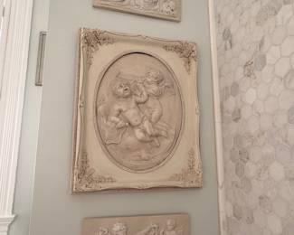 Rectangular Plaster Plaques on Wood - $125 each (Middle one sold***)
