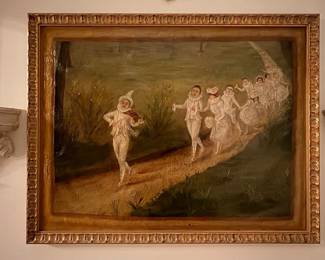 Framed Oil Painting- 18th century Comedia de la Arte; oil on canvas $1800