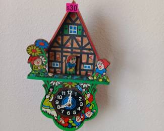 10" Snow White 7 Dwarfs Black Forest Cuckoo Clock MFG Co Germany