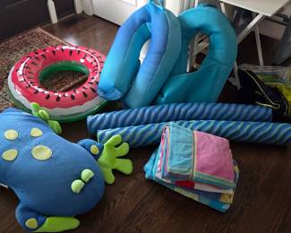 Pool floats and towels