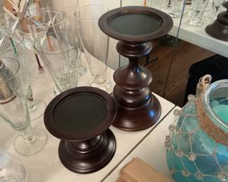 Pottery Barn wood candle stands