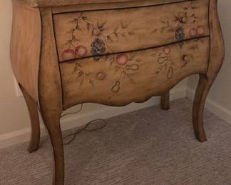 Floral painted wood dresser 