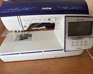 Brother Innovis NQ Disney hundreds of built in designs, 6”x10” workspace, 8.3 needle to arm, 35 licensed chracters, 11 built in fonts.
