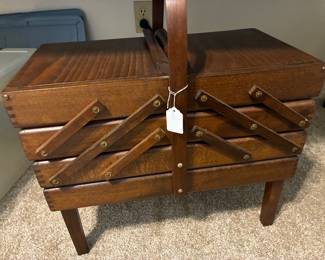 Wooden sewing basket