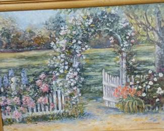 Floral Garden Landscape Painting by B.J. Berdlin