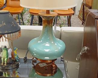 MidCentury Modern Ceramic Gourd Table Lamp