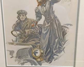 The First Automobile Ride Print by Harrison Fisher