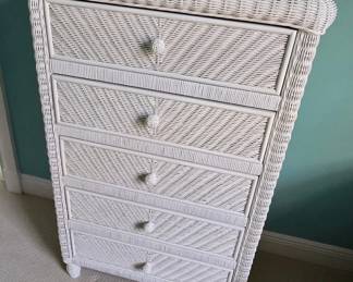 Henry Link White Wicker Lingerie Chest with Glass Top